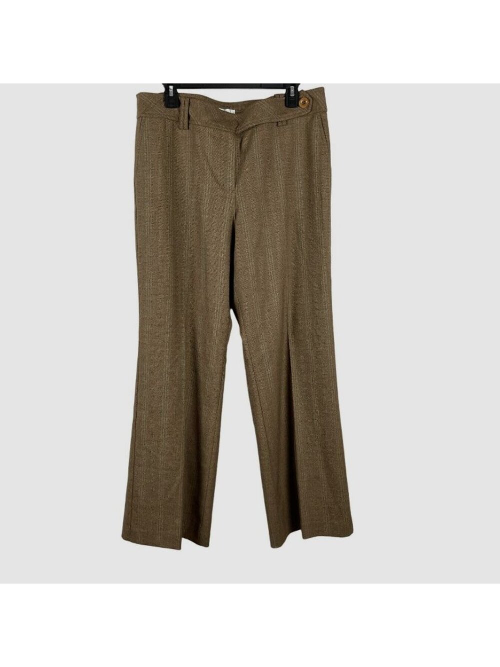 Ann Taylor LOFT Flare Leg Pinstripe‎ Pants Women 14 Brown Stretch Workwear